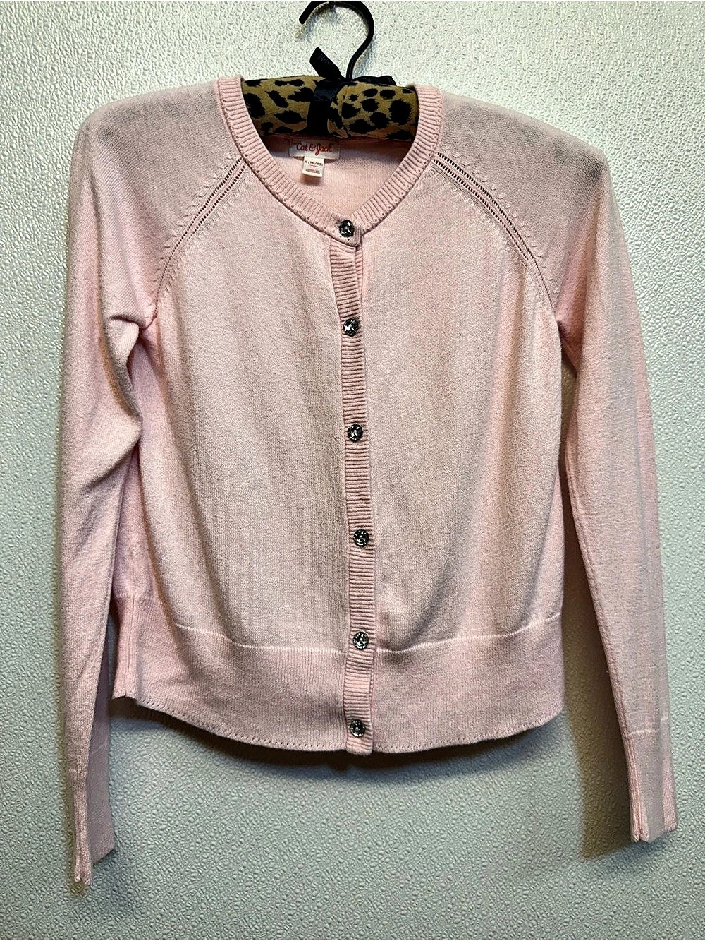 Cat & Jack Girls Large Pink Cardigan Sz 10/12 (E-82)